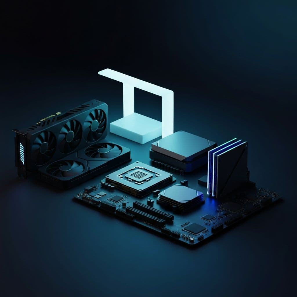 PC components arranged on a dark surface